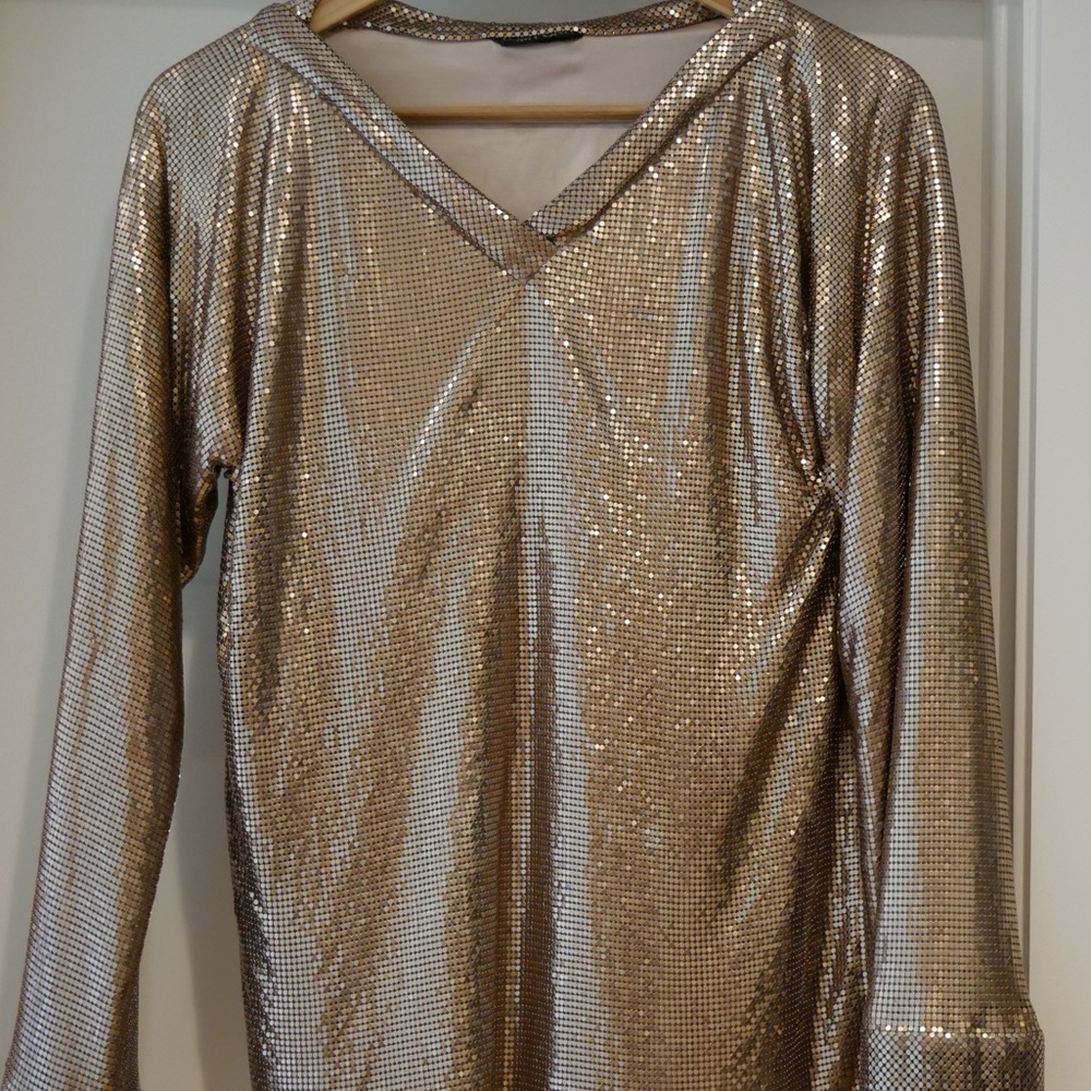 Tom Ford Gold Slouchy Chainmail V-Neck